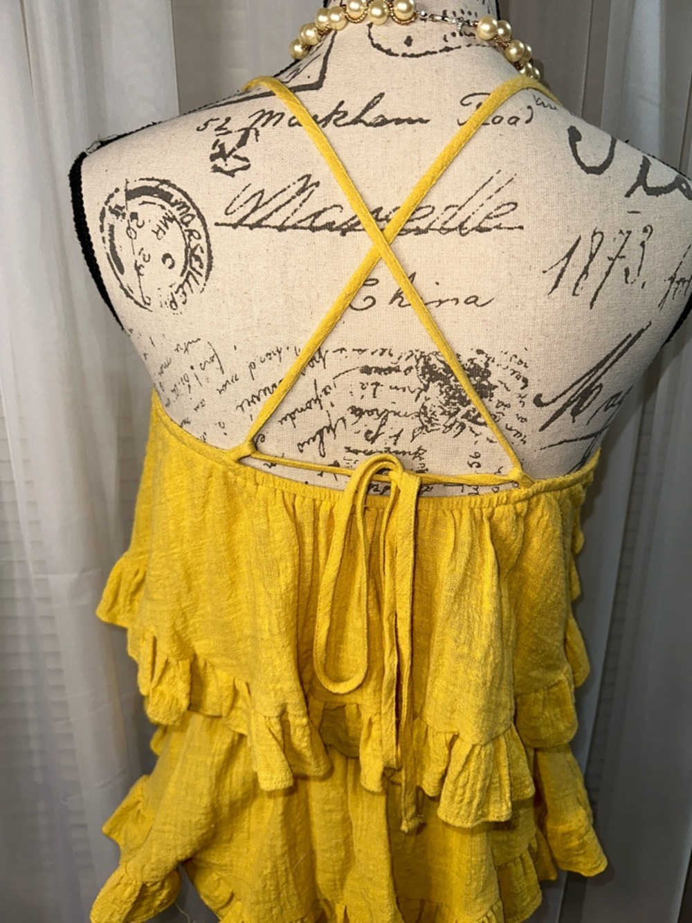 Yellow Ruffle Halter Women's Top - Picture 5 of 5